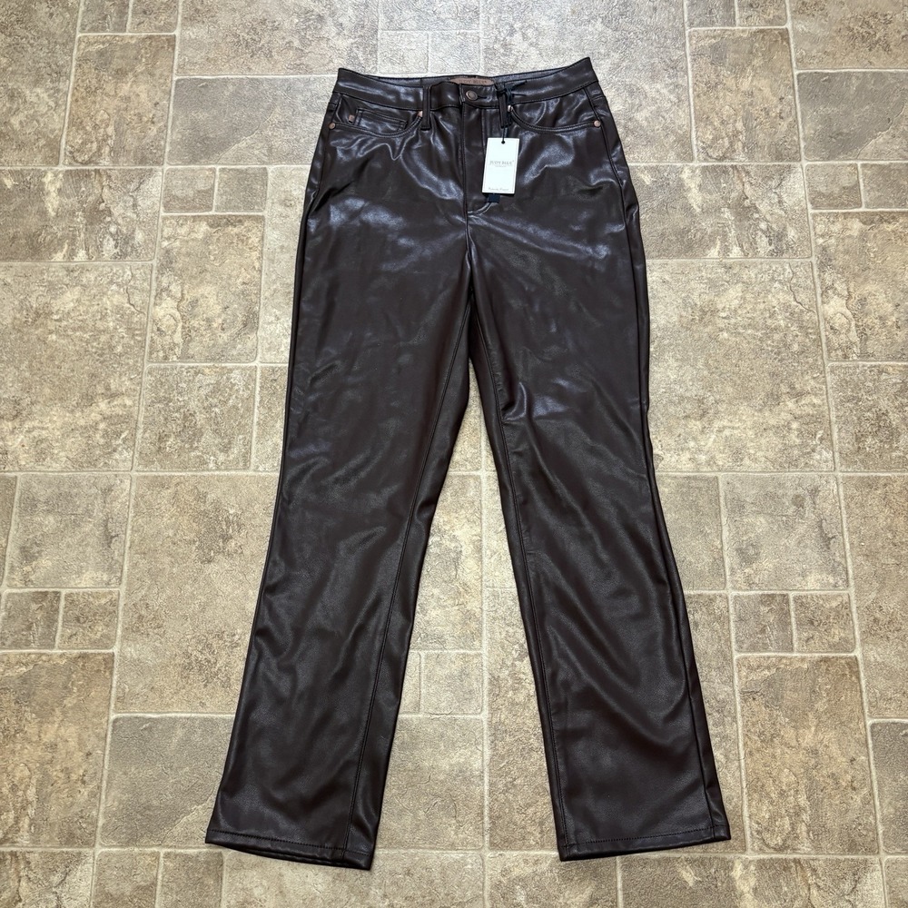 Judy Blue Faux Leather Pants Womens 7/28 Espresso Brown NWT Tummy Control